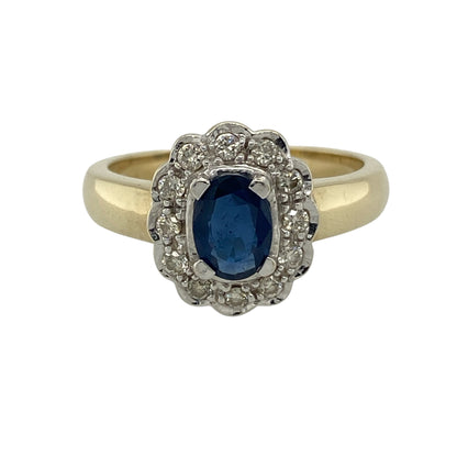 9ct Gold Diamond & Sapphire Cluster Ring