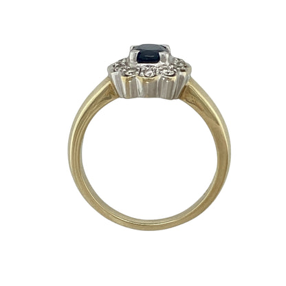 9ct Gold Diamond & Sapphire Cluster Ring
