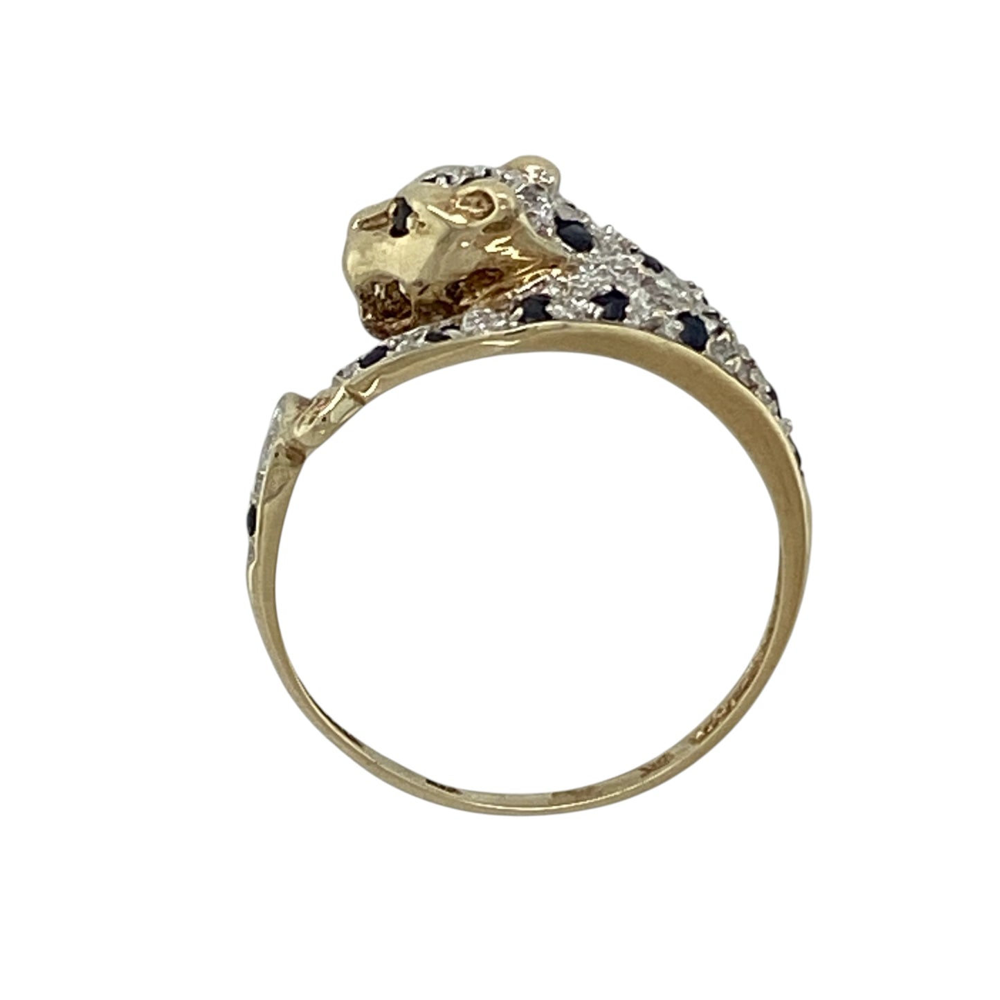 9ct Gold Diamond & Sapphire Leopard Ring