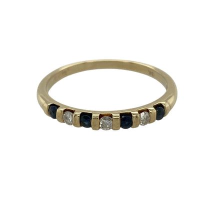 9ct Gold Diamond & Sapphire Band Ring