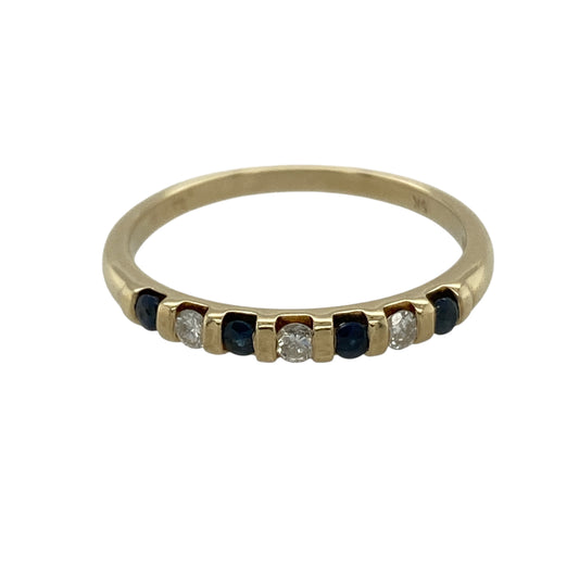9ct Gold Diamond & Sapphire Band Ring