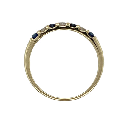 9ct Gold Diamond & Sapphire Band Ring