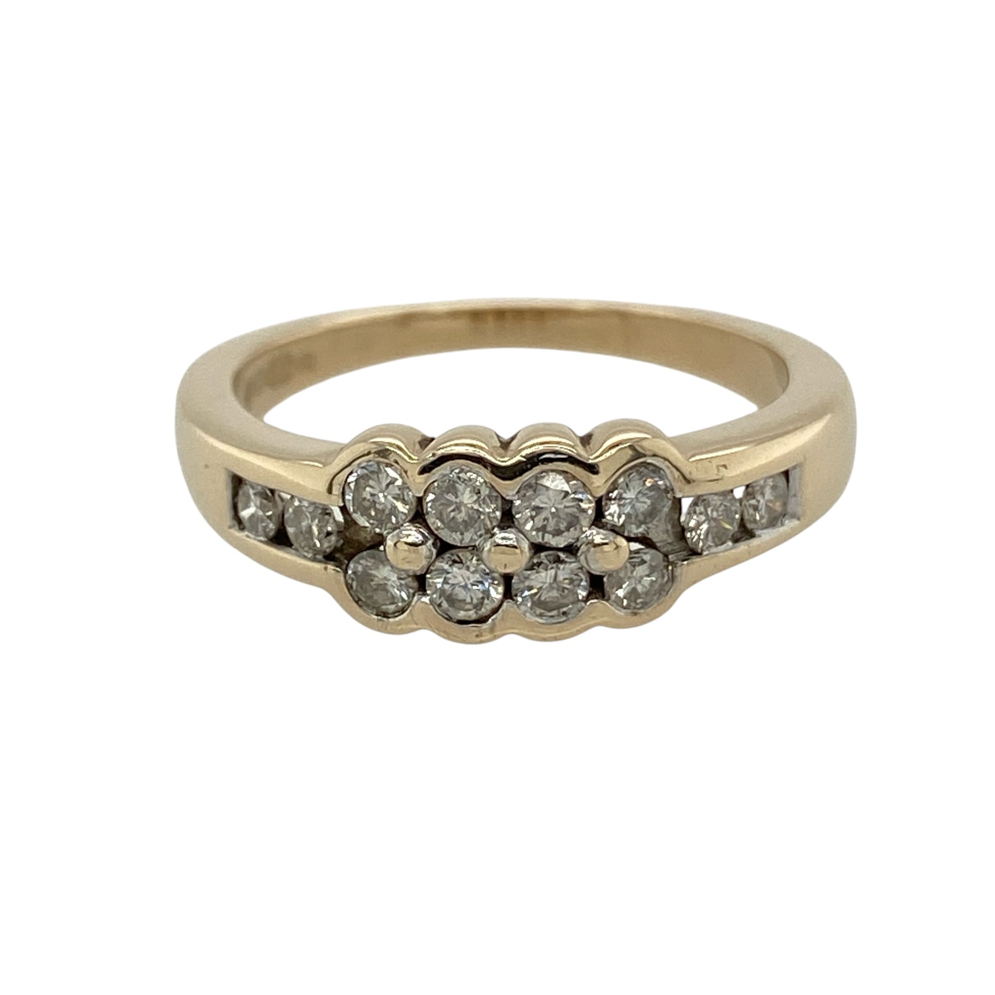 9ct Gold & Diamond Double Row Band Ring