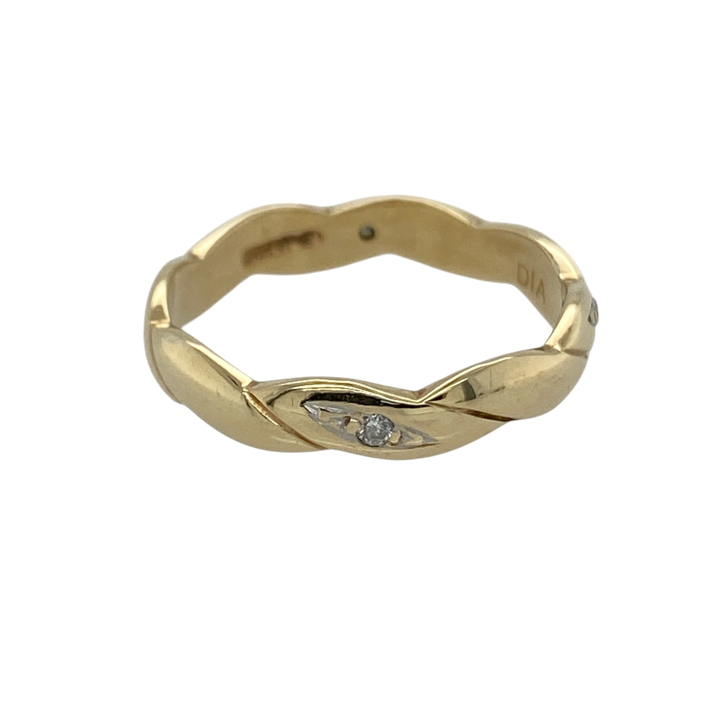 9ct Gold & Diamond Twisted Band Ring