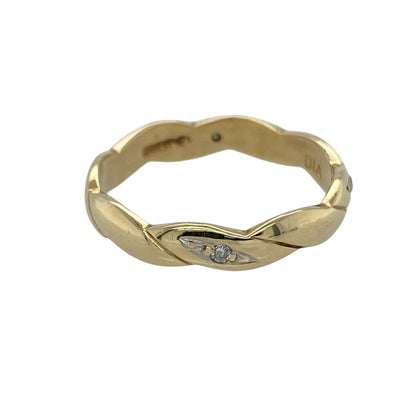 9ct Gold & Diamond Twisted Band Ring