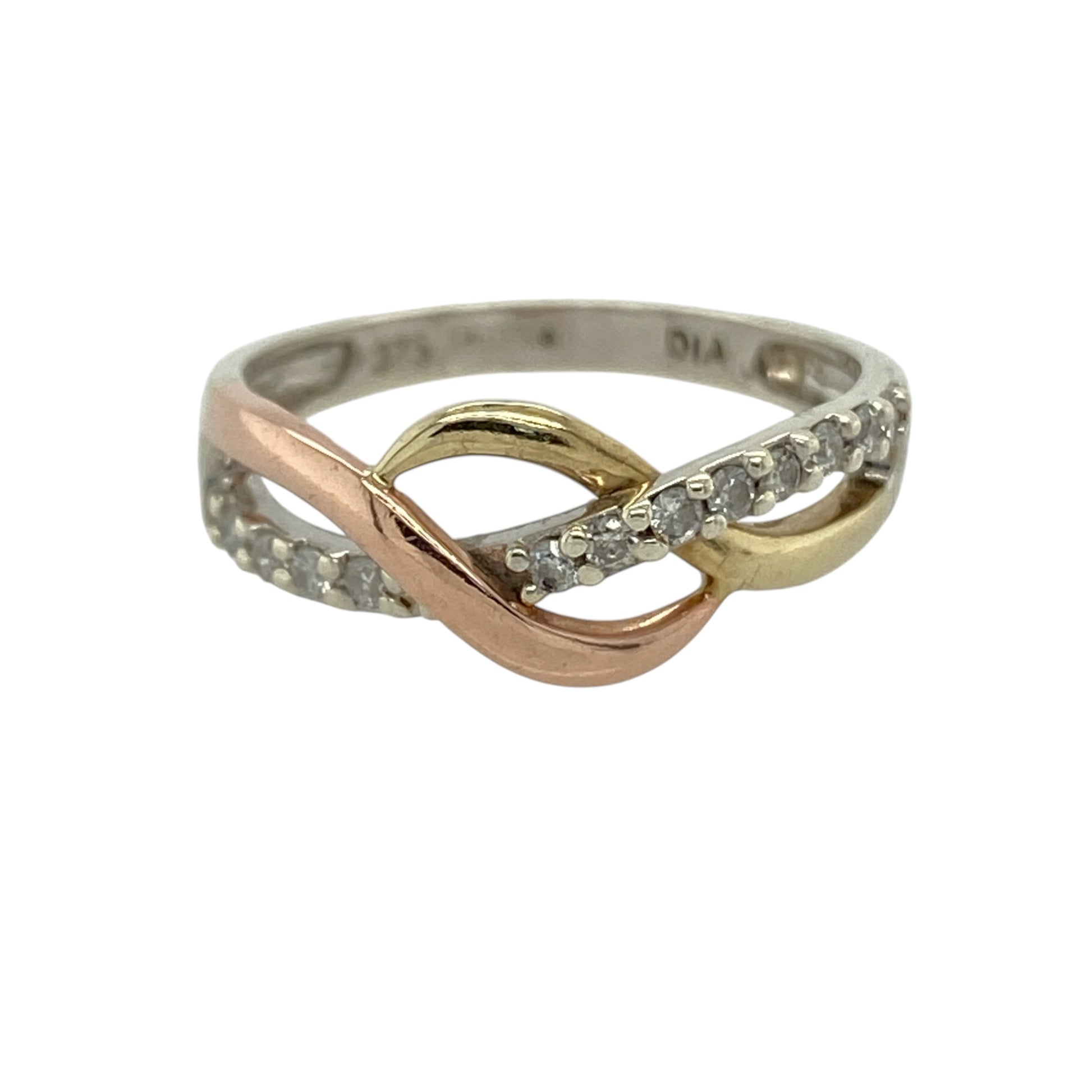 9ct Gold & Diamond Open Weave Band Ring