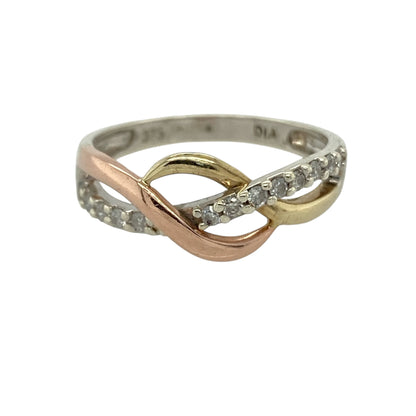 9ct Gold & Diamond Open Weave Band Ring