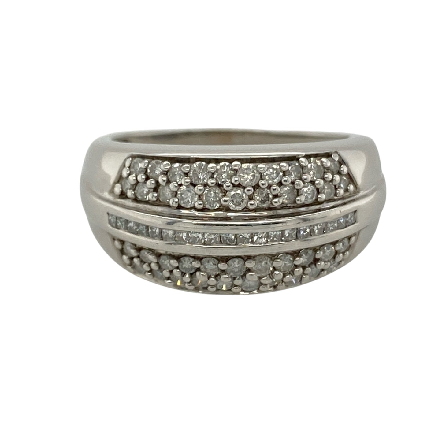9ct White Gold & Diamond Wide Band Ring