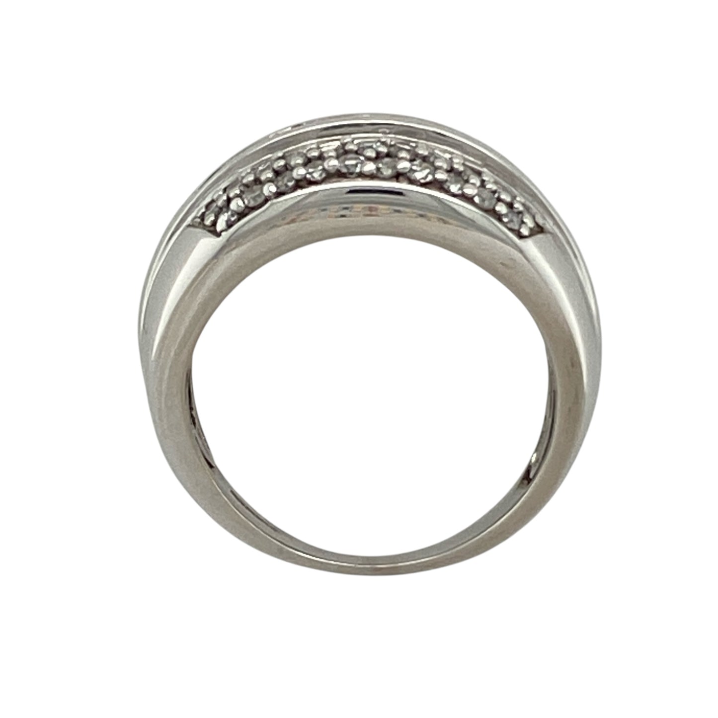9ct White Gold & Diamond Wide Band Ring
