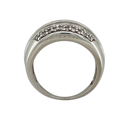 9ct White Gold & Diamond Wide Band Ring