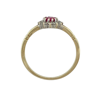9ct Gold Ruby & Cubic Zirconia Cluster Ring