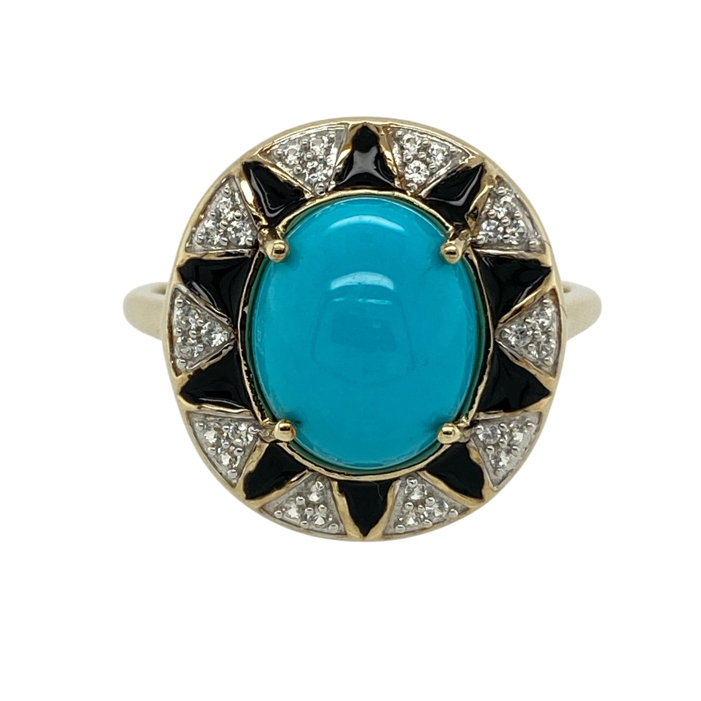 9ct Gold Turquoise & Cubic Zirconia Dress Ring