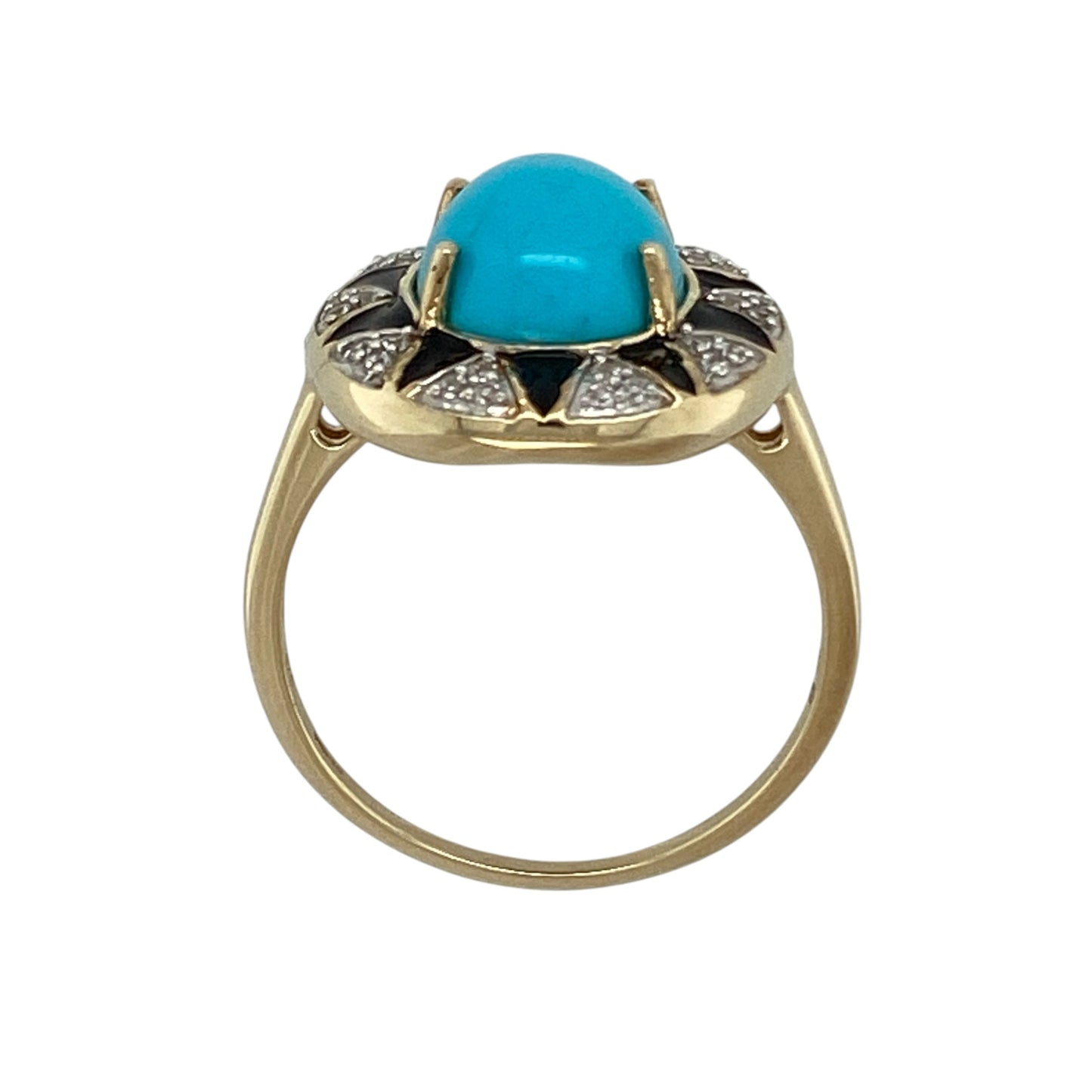 9ct Gold Turquoise & Cubic Zirconia Dress Ring