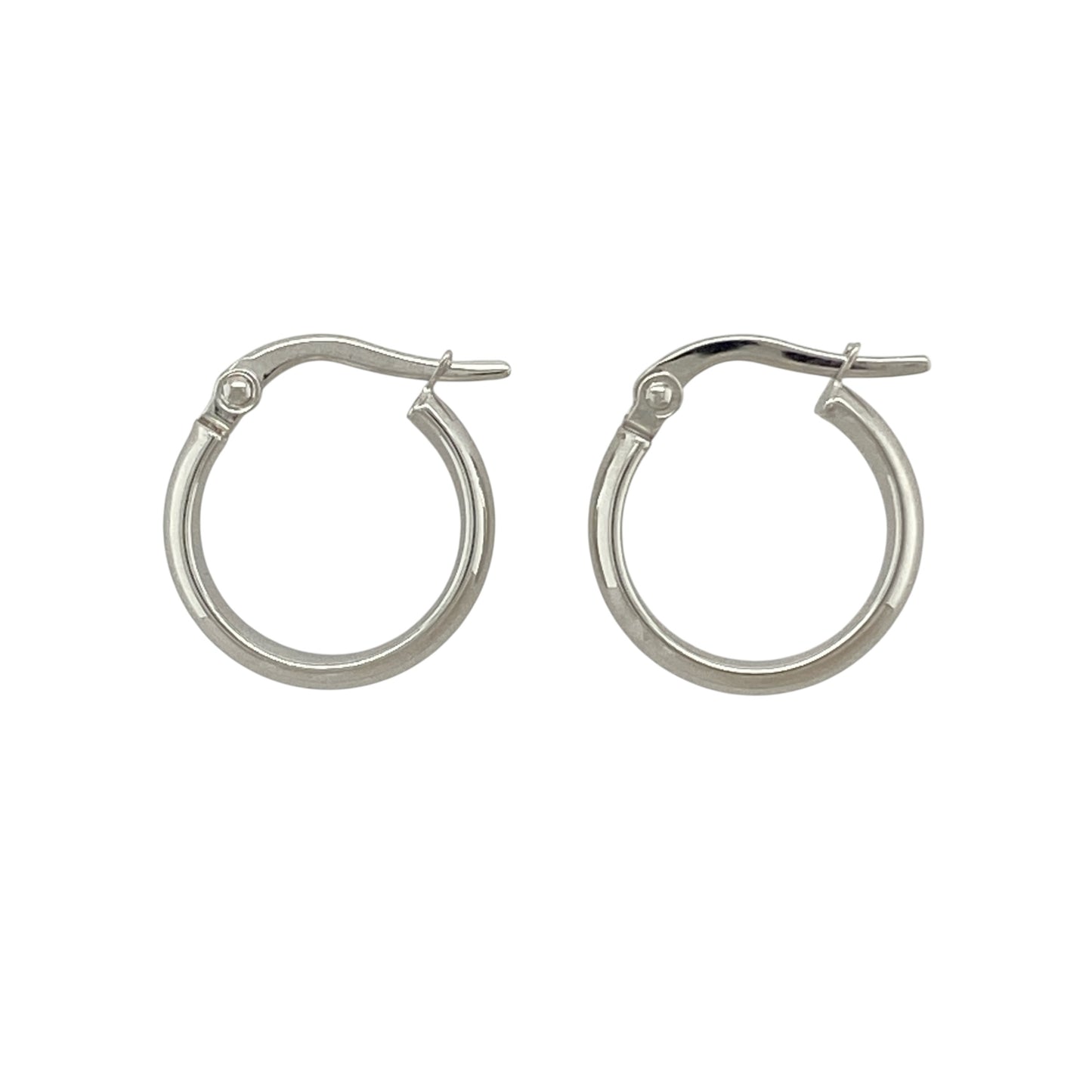 9ct White Gold Plain Small Hoop Creole Earrings
