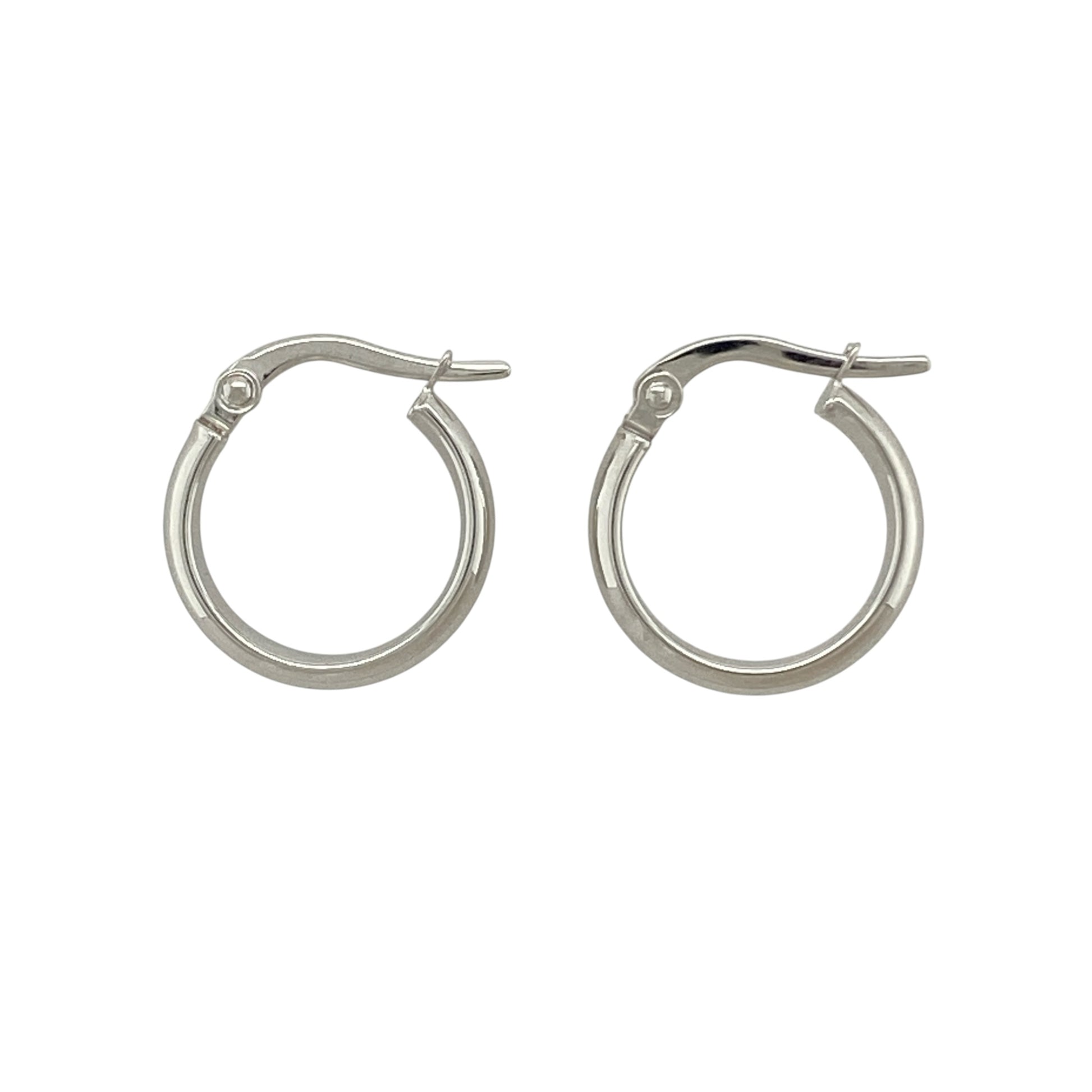 9ct White Gold Plain Small Hoop Creole Earrings