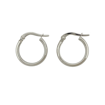9ct White Gold Plain Small Hoop Creole Earrings