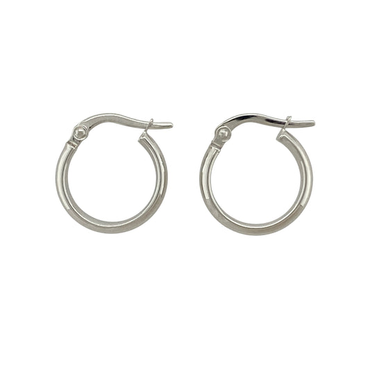 9ct White Gold Plain Small Hoop Creole Earrings