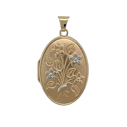 9ct Gold Oval Flower Locket