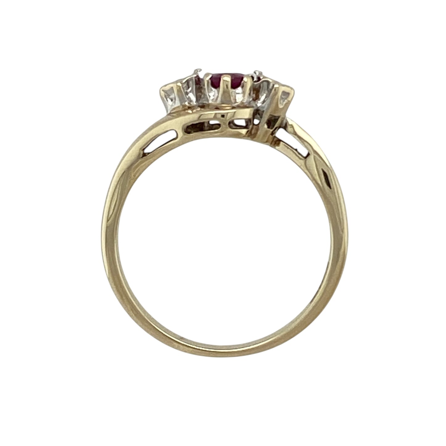 9ct Gold Diamond & Ruby Trilogy Twist Ring