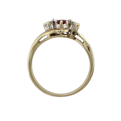 9ct Gold Diamond & Ruby Trilogy Twist Ring