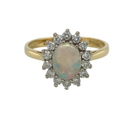 18ct Gold Diamond & Opalique Cluster Ring