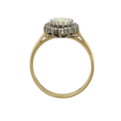 18ct Gold Diamond & Opalique Cluster Ring
