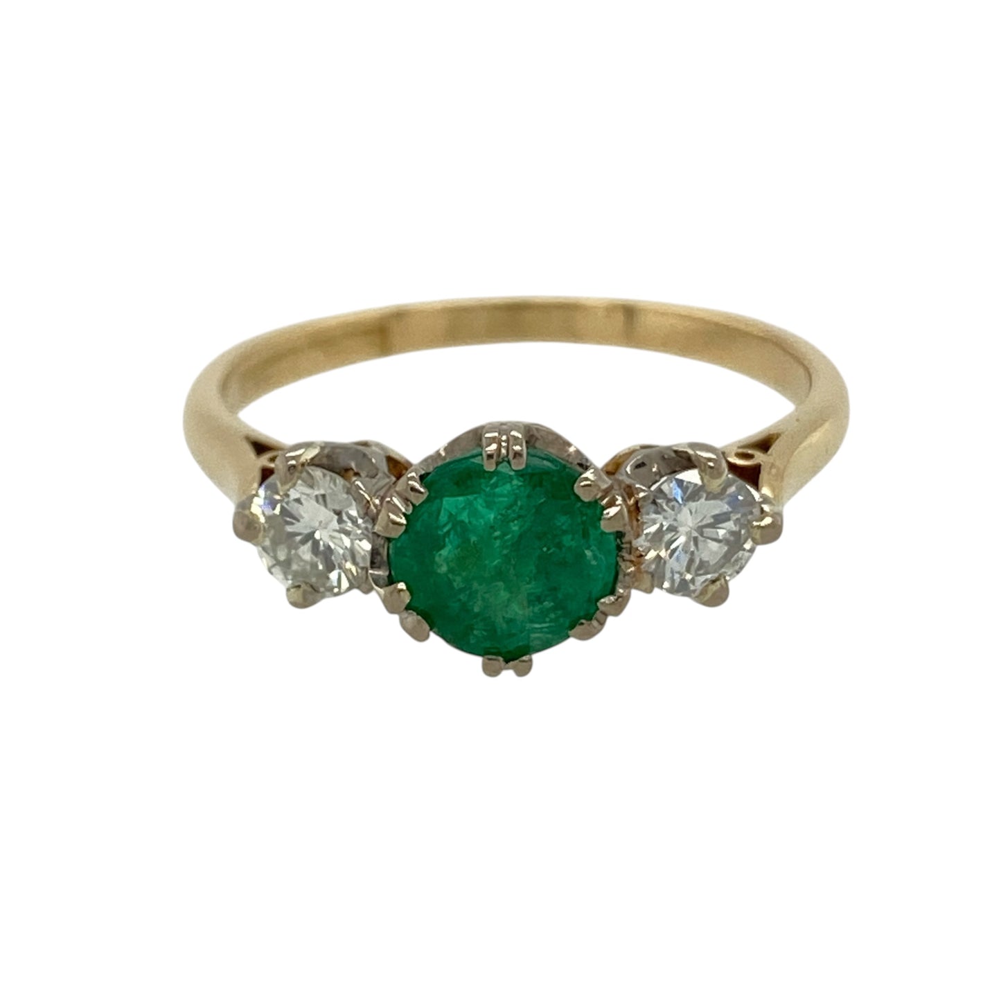 18ct Gold Diamond & Emerald Trilogy Ring
