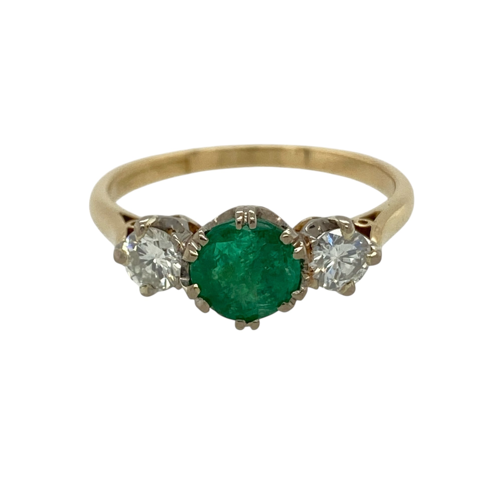 18ct Gold Diamond & Emerald Trilogy Ring