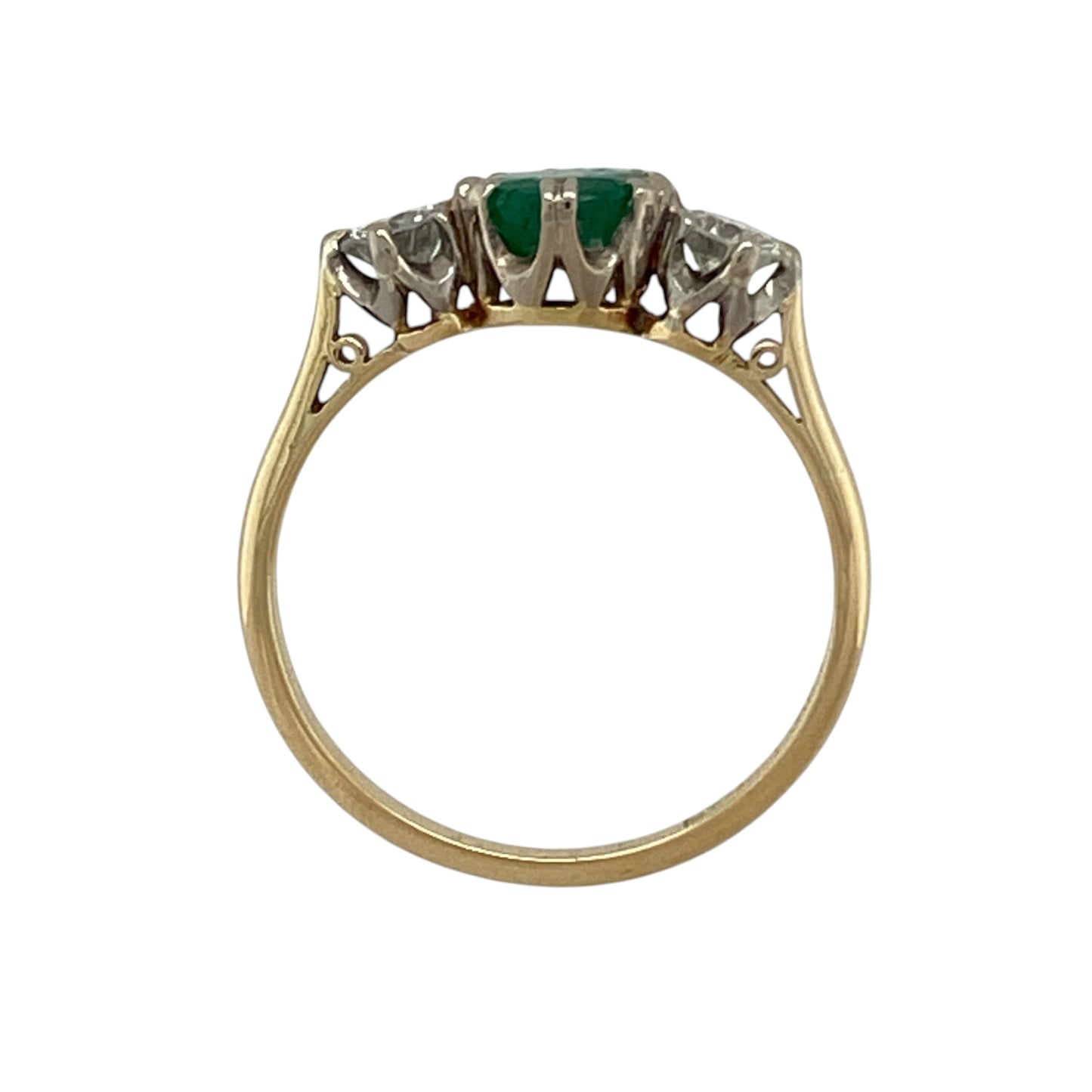 18ct Gold Diamond & Emerald Trilogy Ring