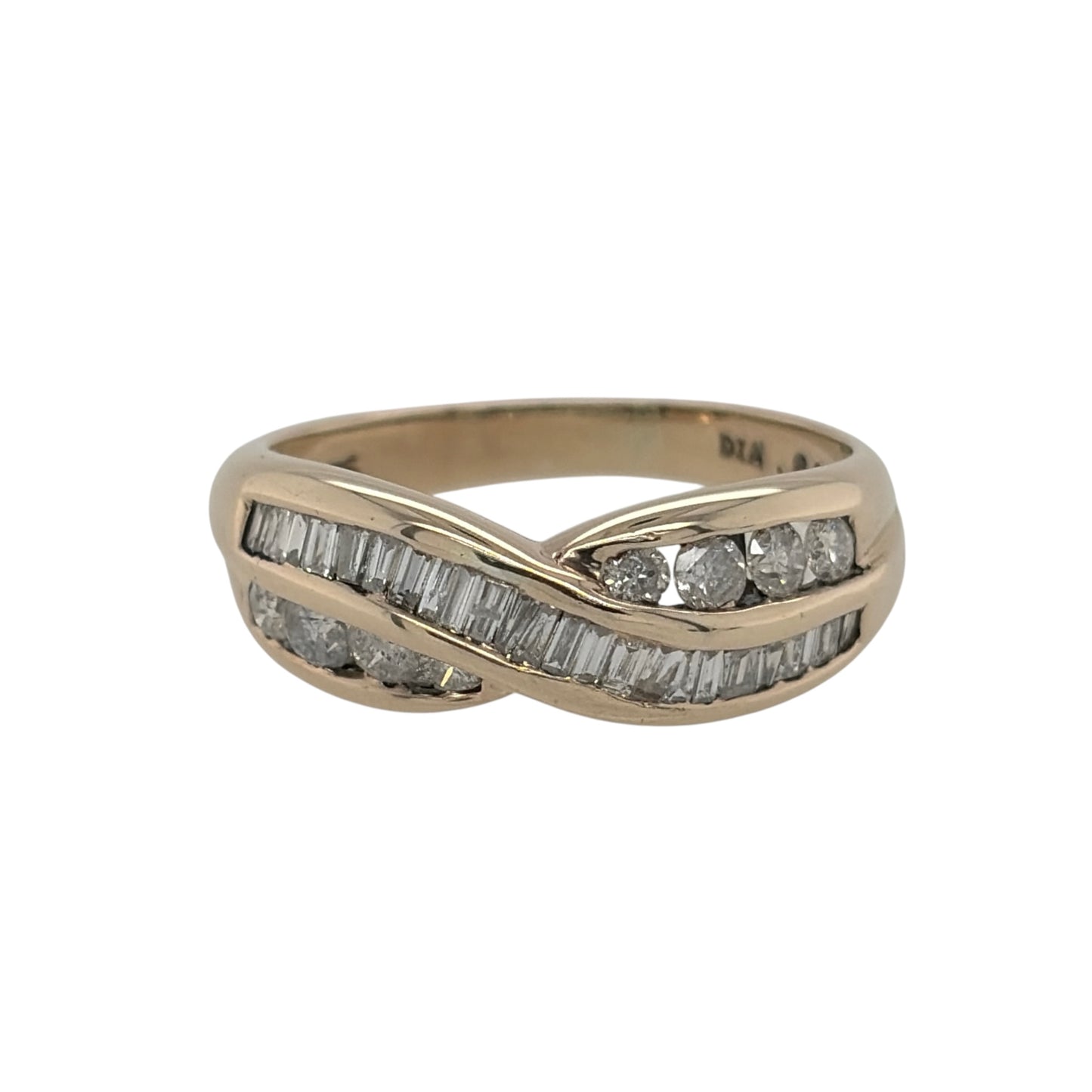 9ct Gold & Diamond Crossover Band Ring