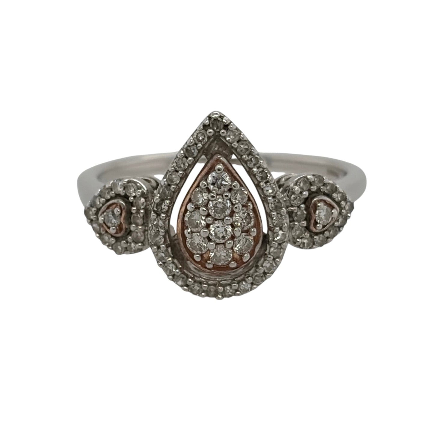 9ct White Gold & Diamond Teardrop Cluster Ring