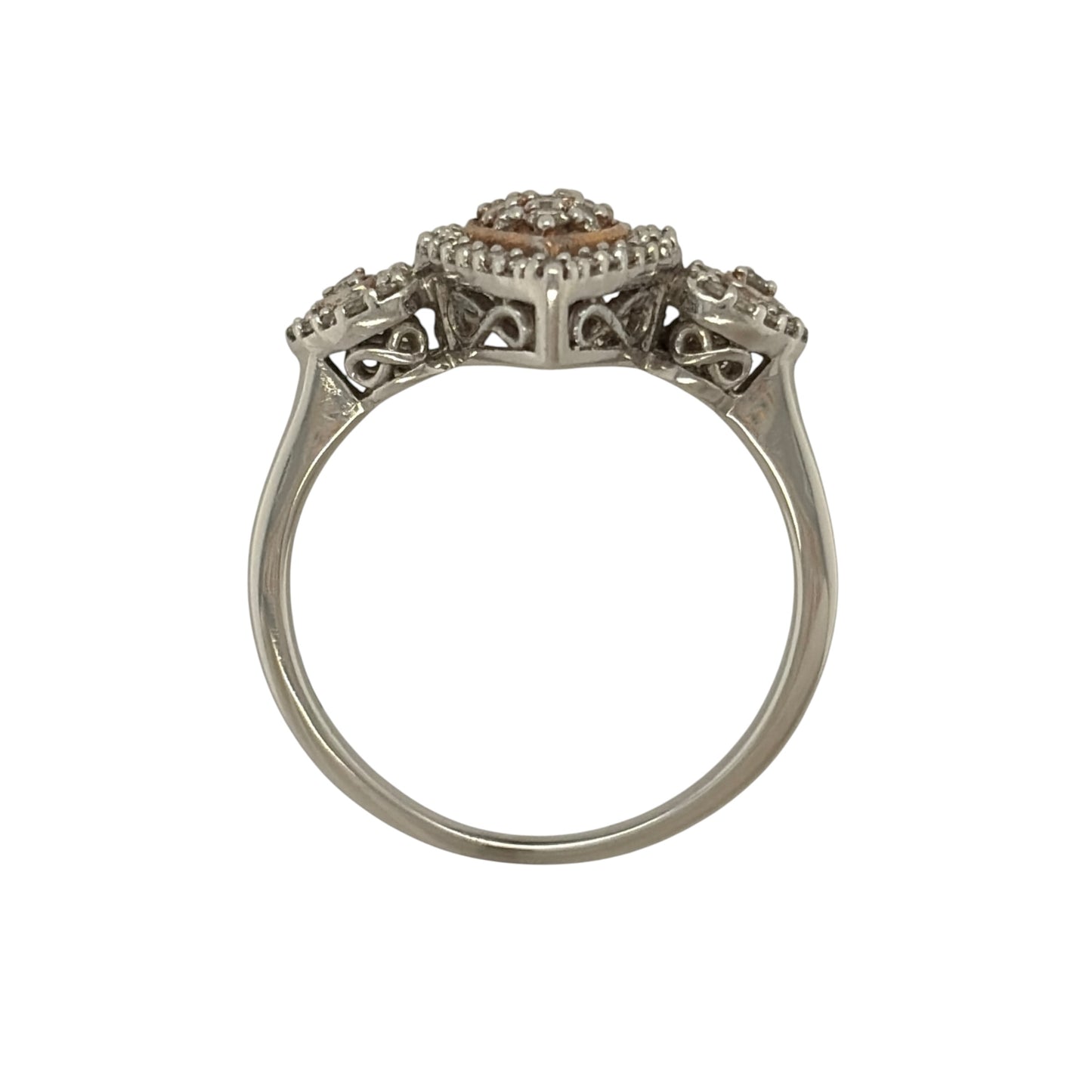 9ct White Gold & Diamond Teardrop Cluster Ring
