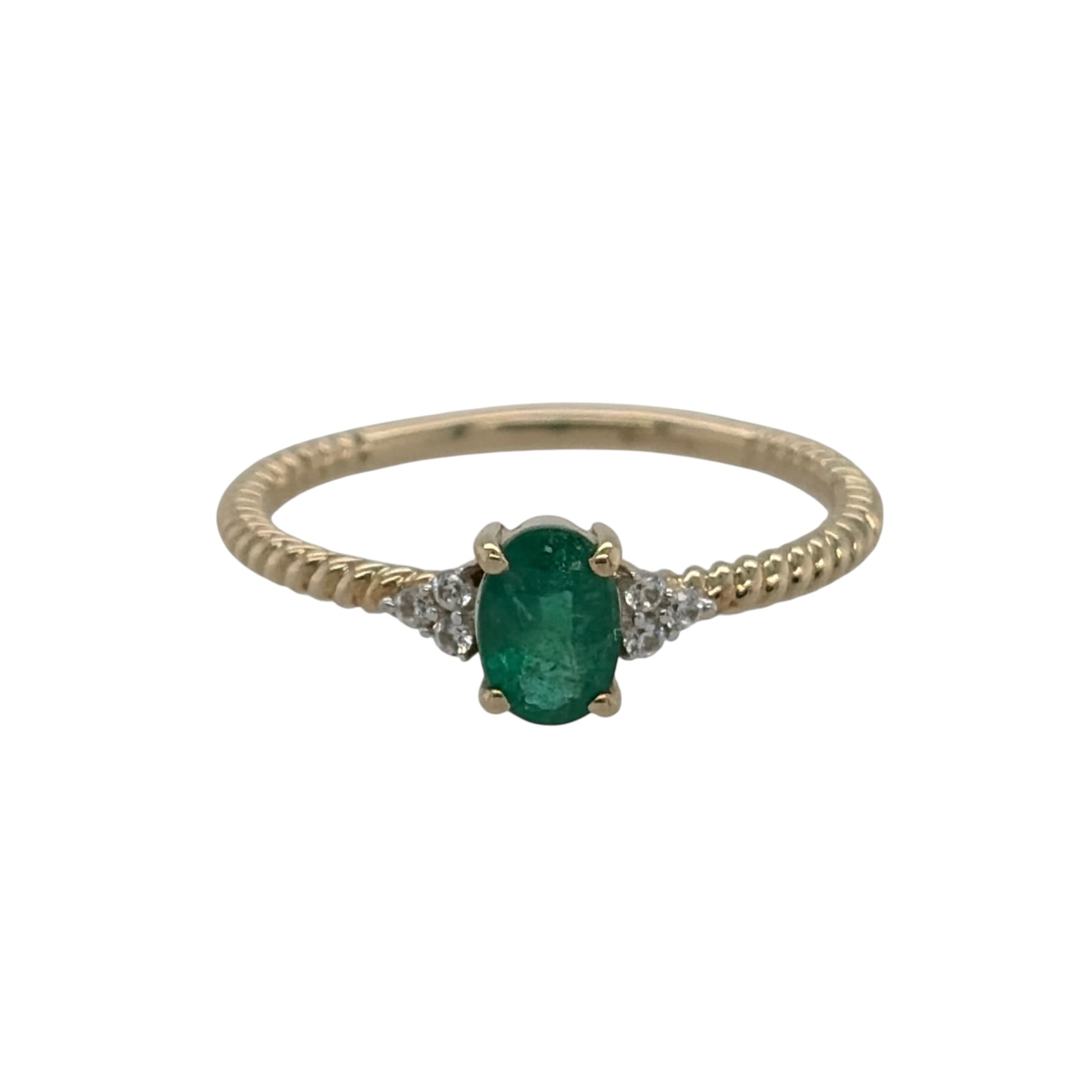 9ct Gold Emerald & Cubic Zirconia Ring