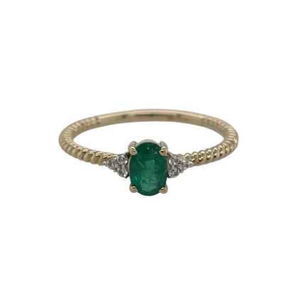 9ct Gold Emerald & Cubic Zirconia Ring