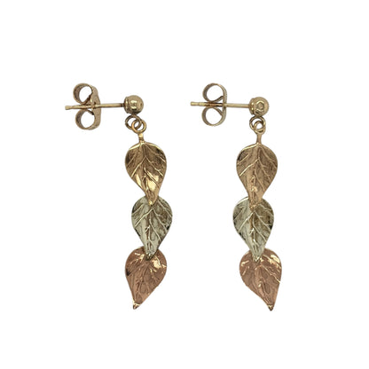 9ct Gold Leaf Drop Earrings
