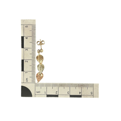 9ct Gold Leaf Drop Earrings