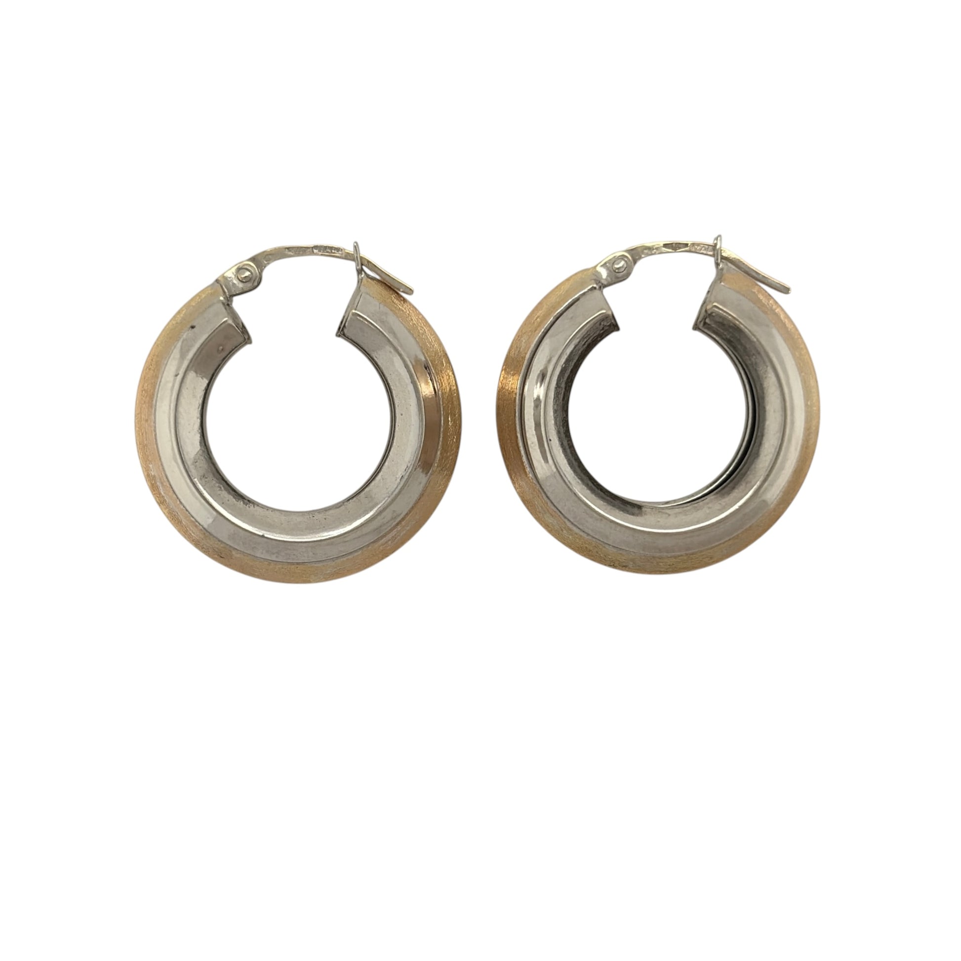 9ct Gold Wide Striped Creole Earrings