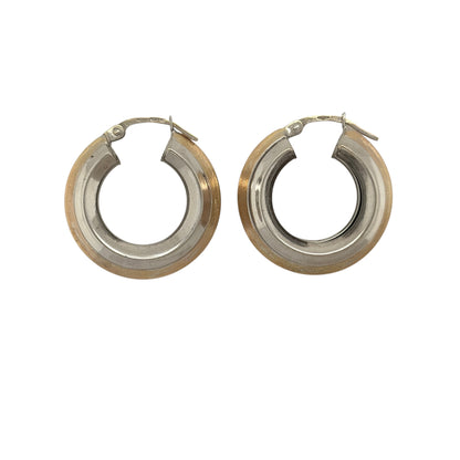 9ct Gold Wide Striped Creole Earrings