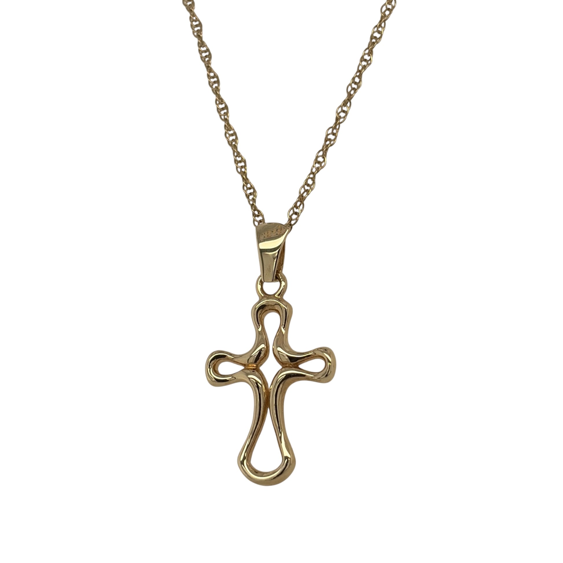 9ct Gold Open Cross 18" Necklace