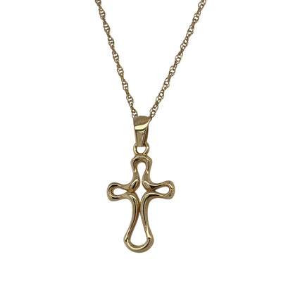 9ct Gold Open Cross 18" Necklace