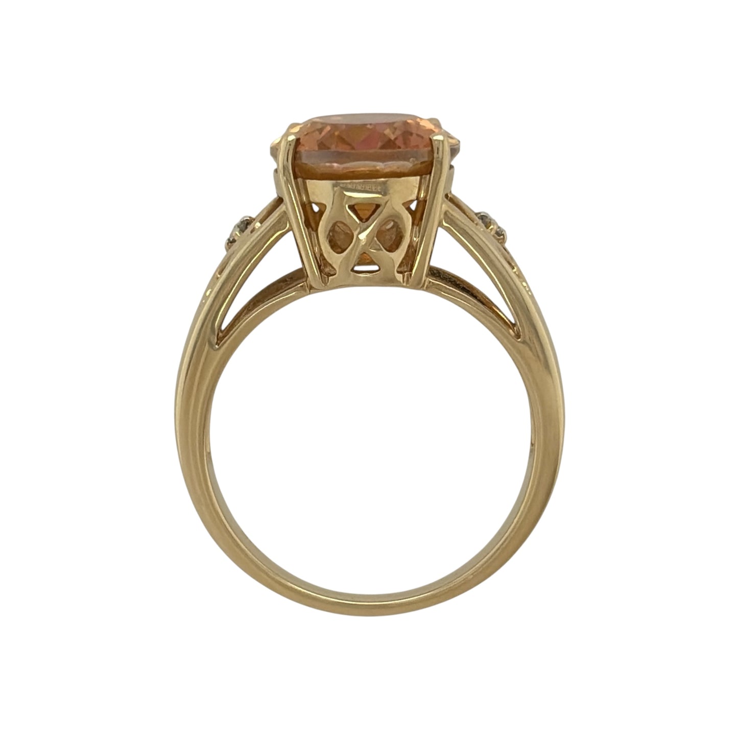 9ct Gold Diamond & Orange Stone Ring