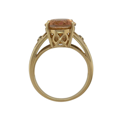9ct Gold Diamond & Orange Stone Ring