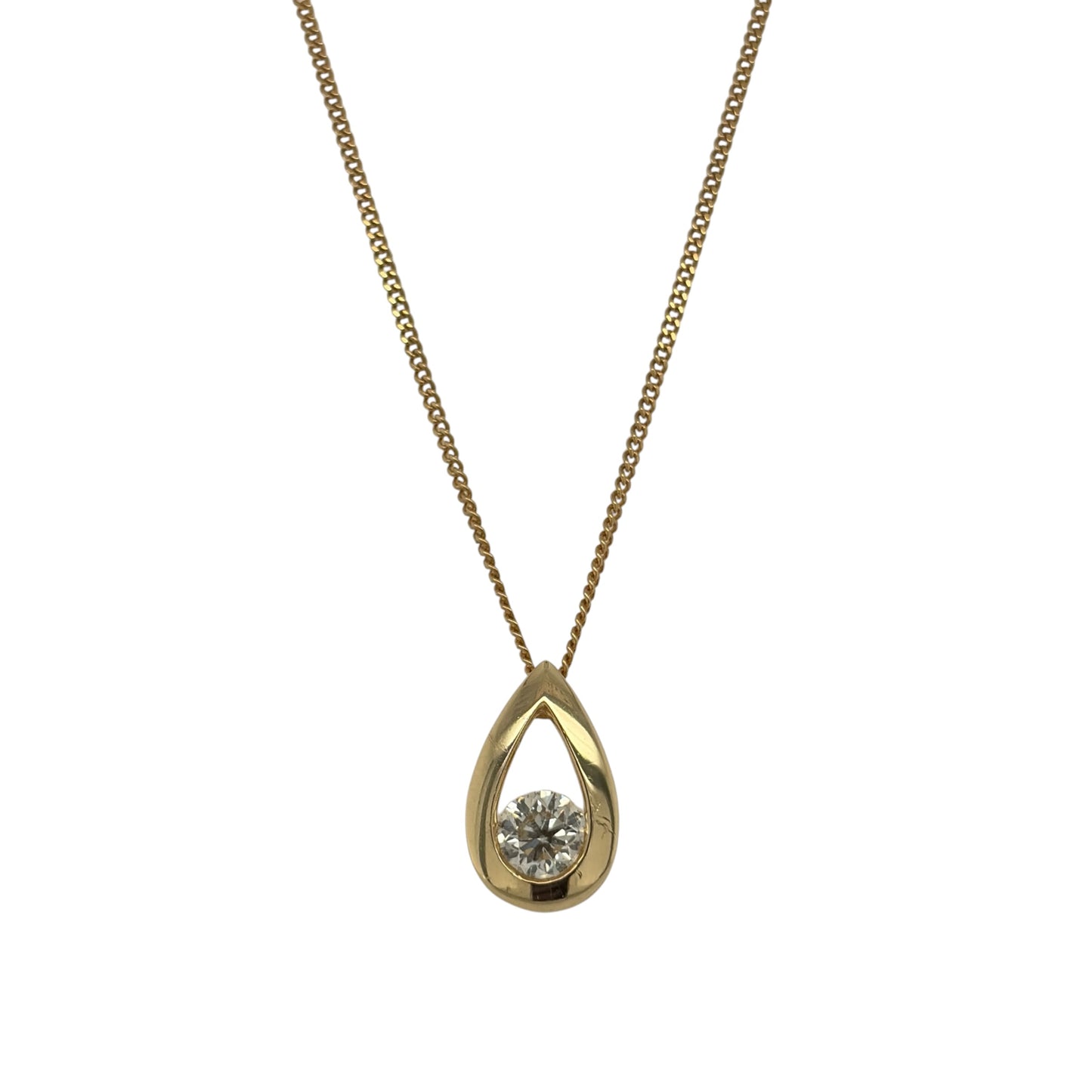18ct Gold & Diamond Teardrop 18" Necklace