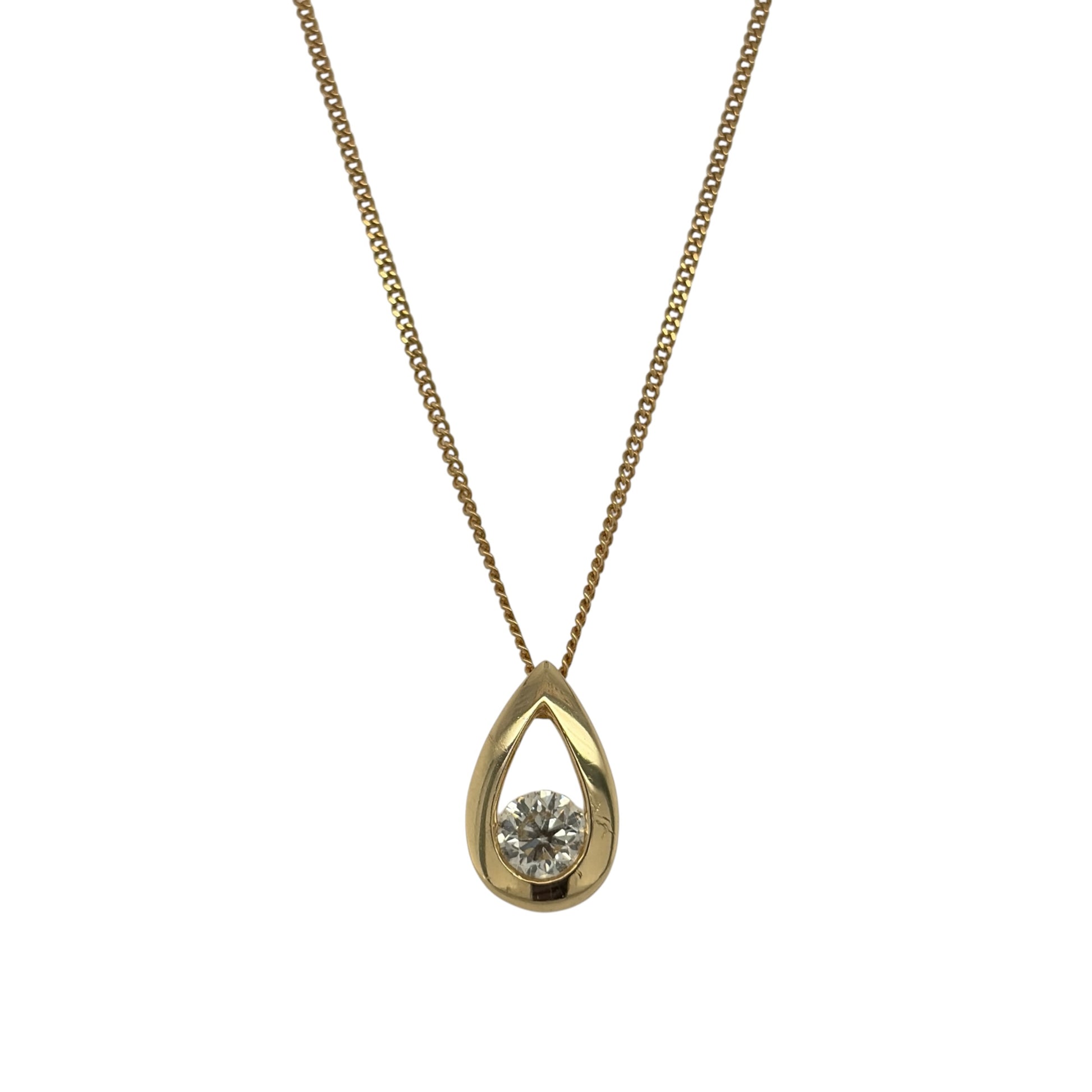 18ct Gold & Diamond Teardrop 18" Necklace