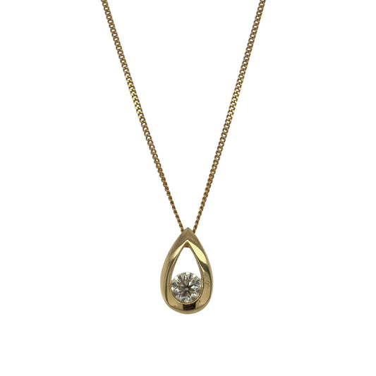 18ct Gold & Diamond Teardrop 18" Necklace