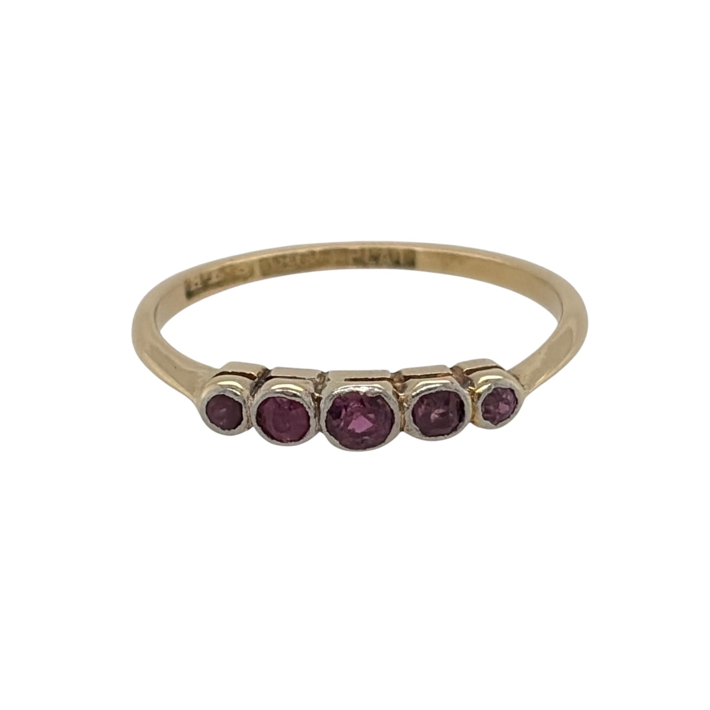 18ct Gold & Platinum Ruby Five Stone Band Ring