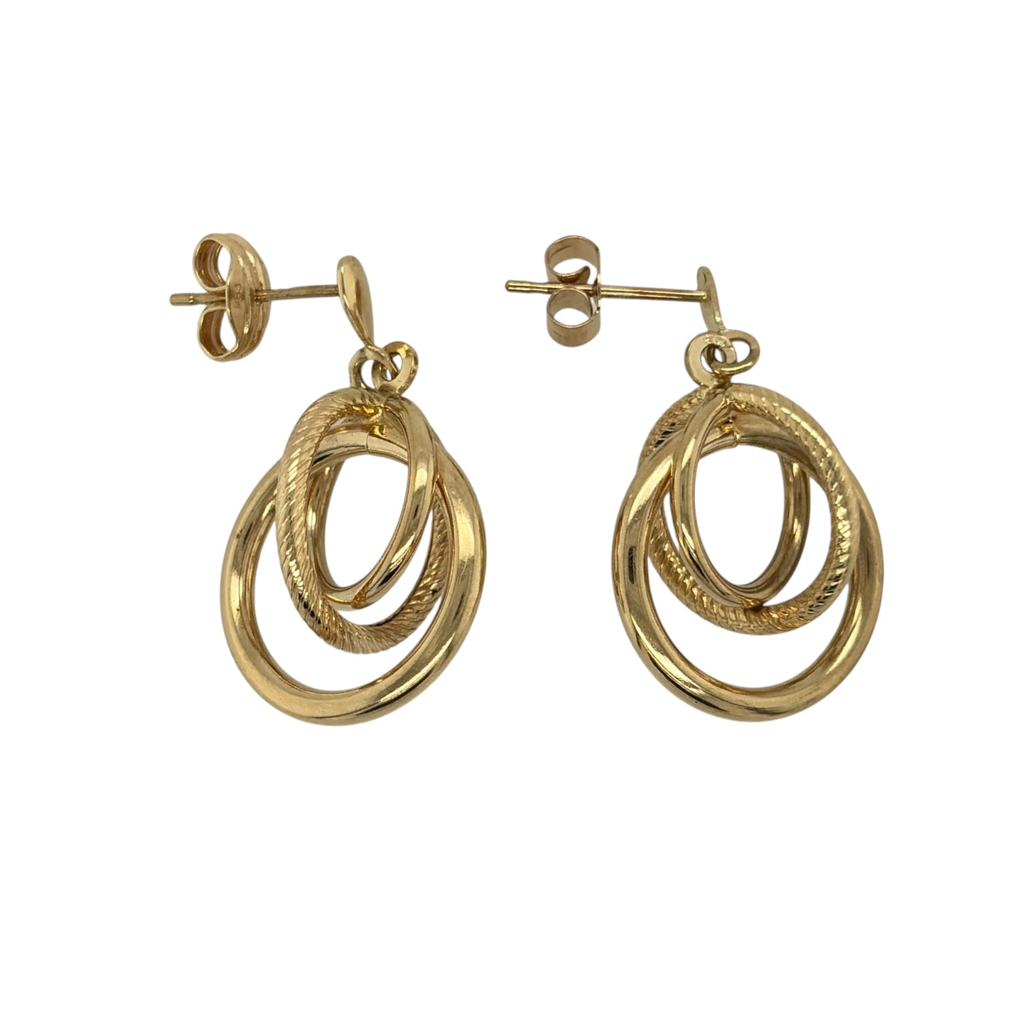 9ct Gold Three Hoop Drop Earrings