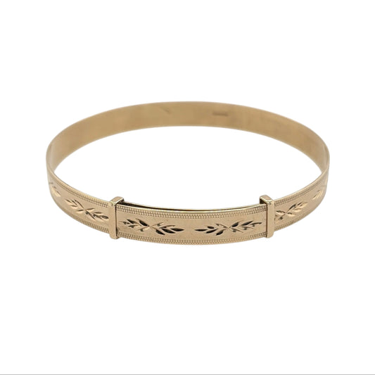 9ct Gold Patterned Expander Bangle