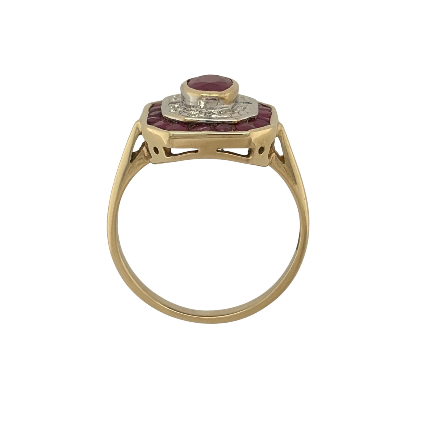 9ct Gold Diamond & Ruby Cluster Ring
