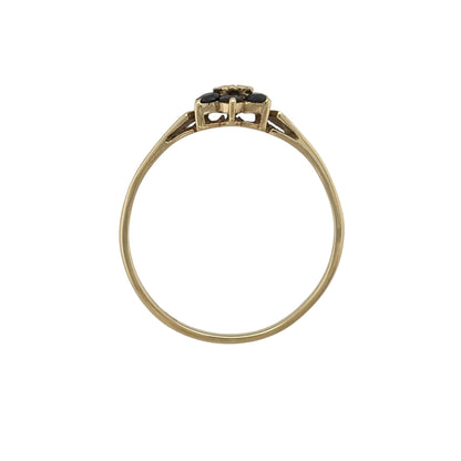 9ct Gold Diamond & Sapphire Flower Cluster Ring